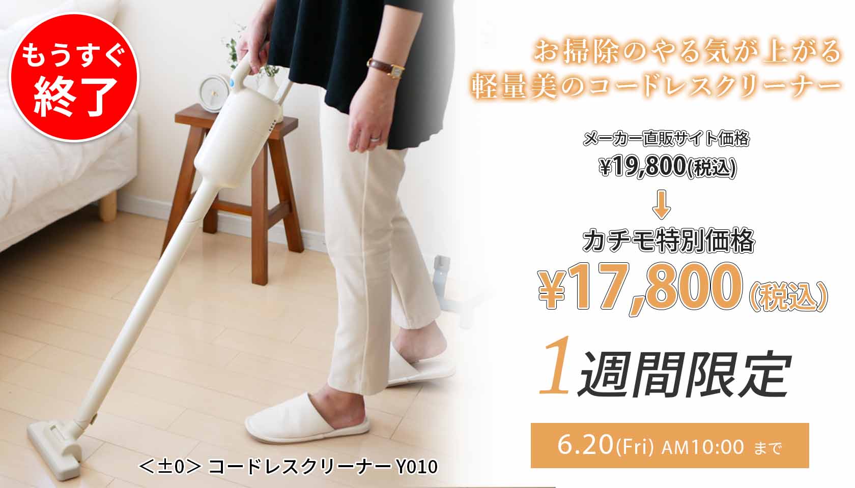 ＜プラスマイナスゼロ＞コードレスクリーナー Y010