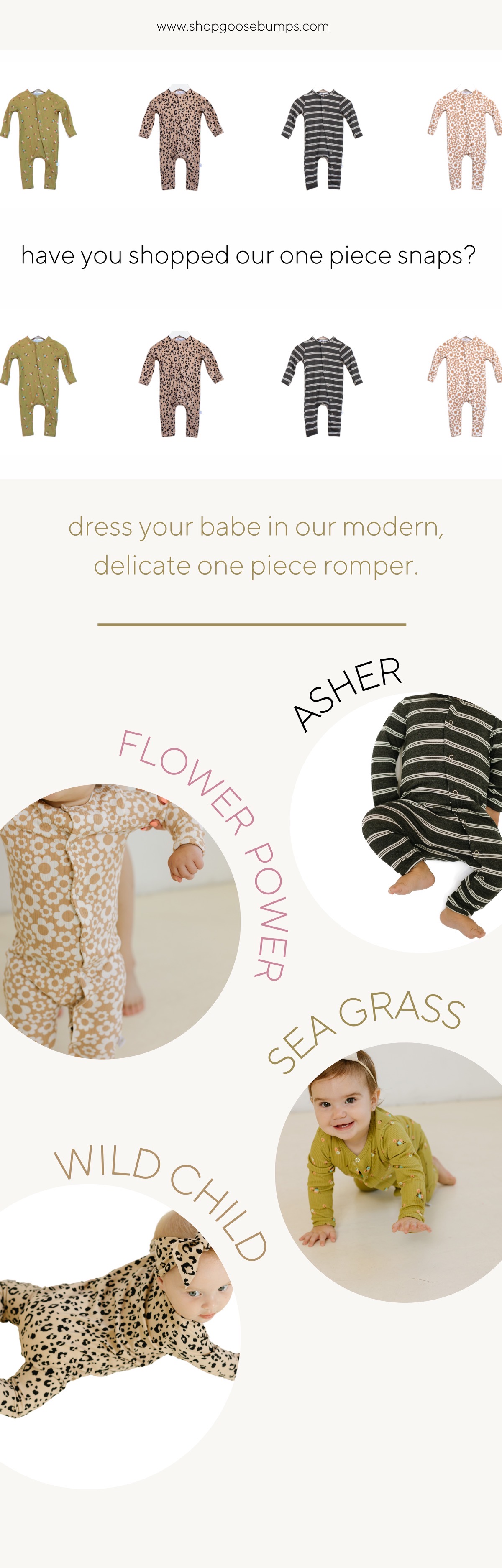 Shop our One Piece Snaps now! Goosebumps Shop