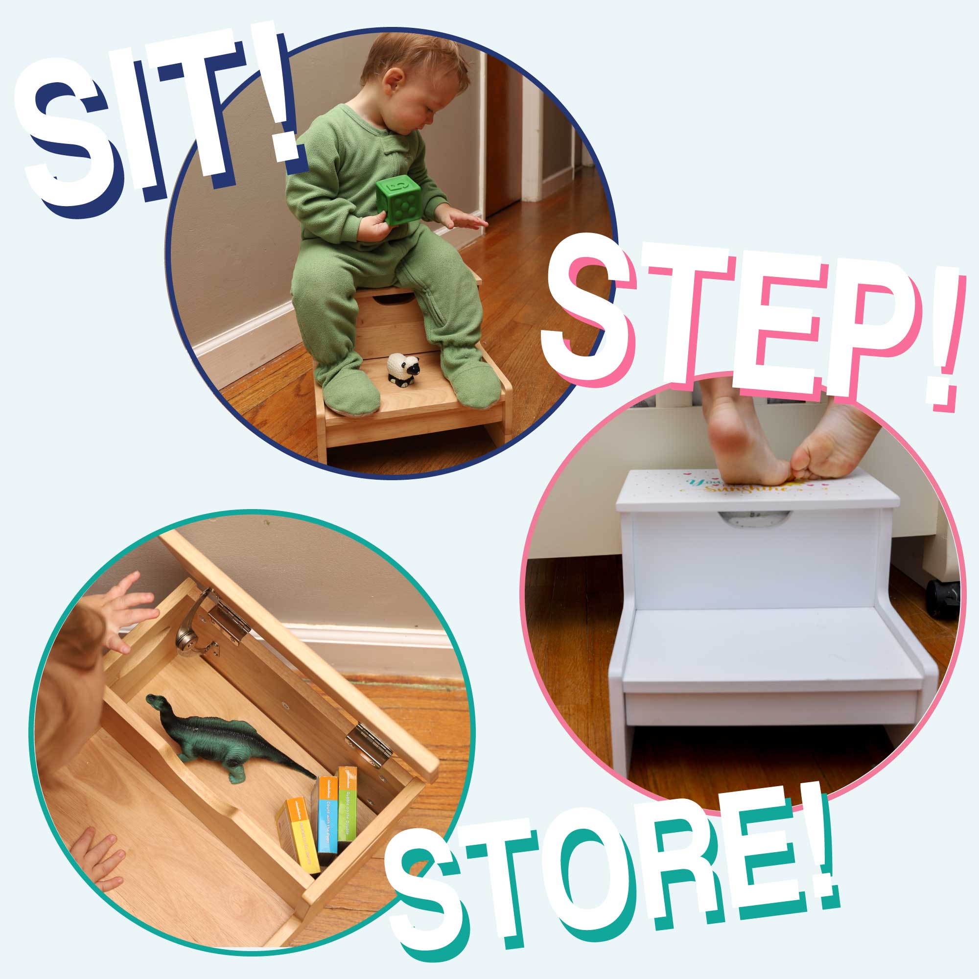 🟡SITSTEPSTOREPersonalized Storage Step Stools My Bambino